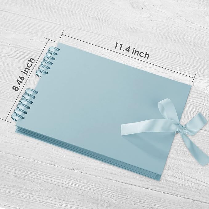Gotideal 80 Pages Scrapbook Album with 10 Metallic Markers, Blue | Craft Paper Photo Album for Wedding and Anniversary, Family DIY Scrapbook Accessories with Scrapbooking Stickers Corners