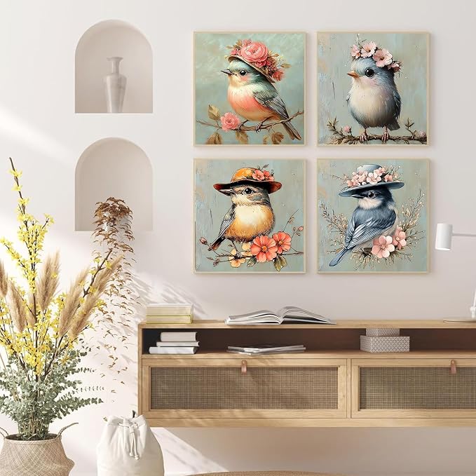 DAZZLEDOTS 4 Pack Bird Diamond Art Kits for Adults, Bird Diamond Painting