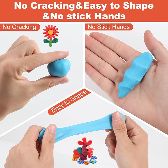 CiaraQ 28-Color Polymer Clay Oven Bake Modeling Kit | 5 sculpting tools, storage box, acc. pack, guide. Great for school, home, gifts, kids & artists.