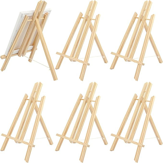 Yiksonyo 6 Pack 15.6 Inch Wooden Easel, Tabletop Wood Easels Stand, Wooden Easel for Painting, Art, and Crafts