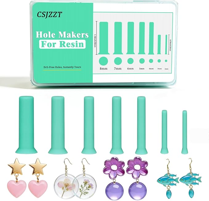 35Pcs Hole Maker for Resin 7 Sizes Drill-Free Silicone Inserts for Epoxy
