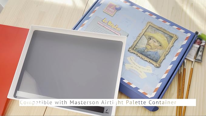 12x16 Inch Tempered Glass Palette for Oil & Acrylic Painting, Neutral Grey with Built-in Value Scale, Water Washable Easy-Clean Surface, Scratch-Resistant Color Mixing Palette
