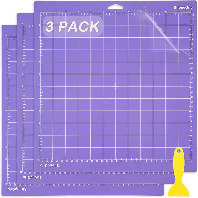 THANMAO StrongGrip Cutting Mat 3 Pack,12"x12" Strong Grip Cutting Mats for Cricut Maker 3/Maker/Explore 3/Air 2/Air/One，Replacement Accessories Card，Adhesive Non-Slip Cut Mats(Purple