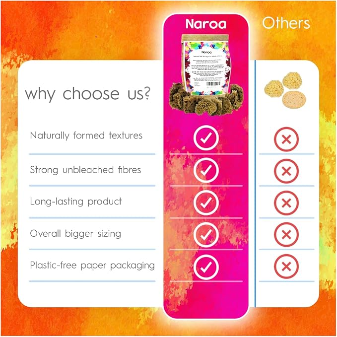 NAROA Artist Natural Sea Sponges for Painting 8 Pack | Unbleached Unique Art Tool Set | Suitable for Acrylic Watercolor, Marbling, Texturing, Pottery, Ceramics