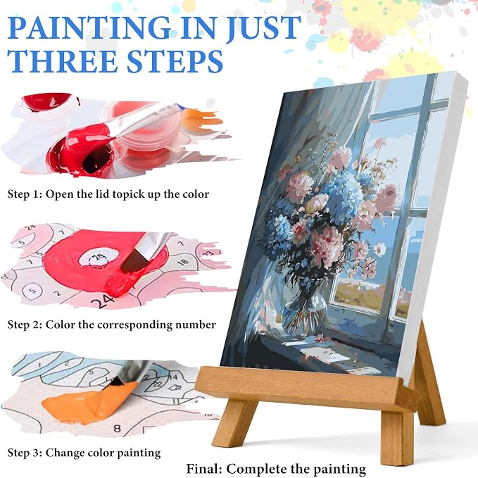 PRASIO Paint by Numbers Kit for Adults Beginner, Flowers Adult Paint by Number Kits on Canvas, DIY Acrylic Watercolor Oil Paint by Number for Adults for Home Decor Gift 16x20 Inch