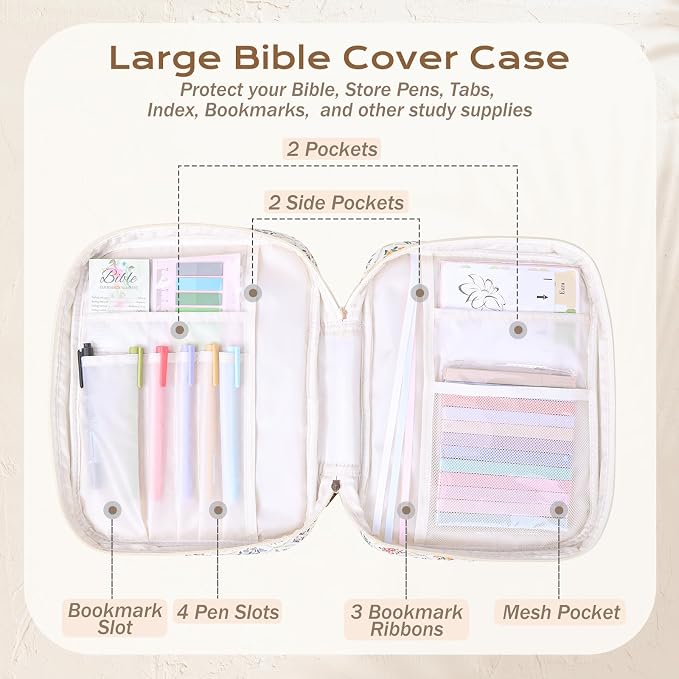 XKDOUS Bible Cover Case for Women Bible Bag Journaling Kit w/Study Supplies