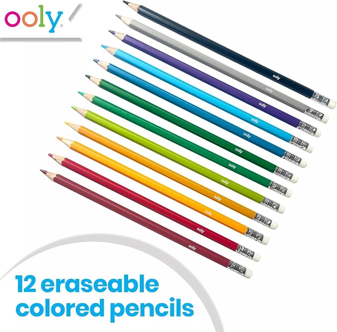 Ooly UnMistakeAbles Erasable Colored Pencils, Set of 12