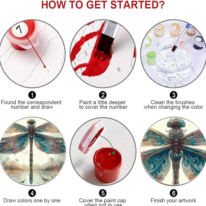 Vintage Dragonfly Paint by Numbers Kit for Adults Beginner (Without Frame)
