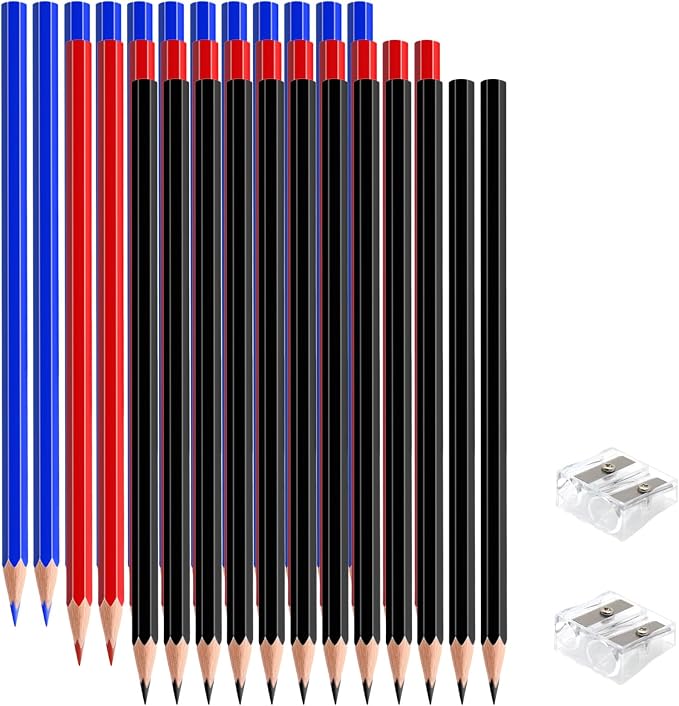36 PCS Red Blue Black Colored Pencils, Pre-sharpened Professional Wooden Art Pencils Set for Artists Painting | Premium Drawing Sketching Supplies (Red Blue Black)