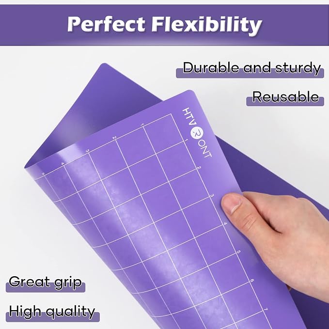 HTVRONT Strong Grip Cutting Mat 12x12, 2 Pack, Quilting & Crafting | Compatible with Cricut Maker 4/3/Maker, Explore 5/4/3/Air 2/One, Strong Adhesive Sticky, Quilting Cutting Mats