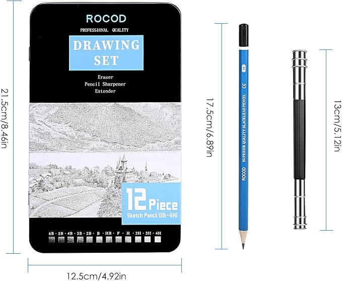 Profession Sketch Pencils 6B to 4H for Kids and Adults Drawing, Art Graphite Pencil for Artists Beginner Sketching (Pack of 2)