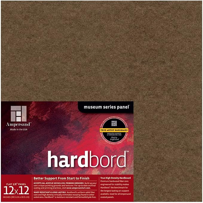 Ampersand Museum Series Hardbord for Painting and Mounting, 1/8 Inch Depth, 12X12 Inch (AMHB122)
