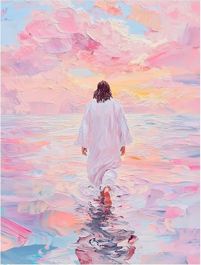 Pink Jesus Diamond Art Kits for Adults Square Diamond Painting Kit