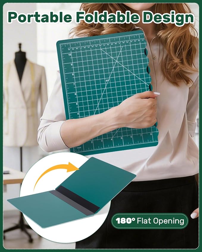 Foldable Self-Healing Cutting Mat, 17" x 11", Double-Sided Rotary Cutting Mat for Sewing, Quilting, Scrapbooking, Fabric Craft & Hobby Use, Craft Cutting Board(A3)