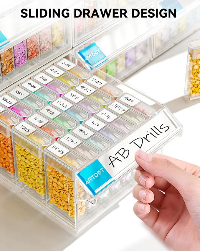ARTDOT 2 Pack Diamond Painting Storage Containers with 70 Rectangle Grids, Bead Organizer Box Stackable Assembly Design for Crafts Storage Accessories, Art Beads, Seeds