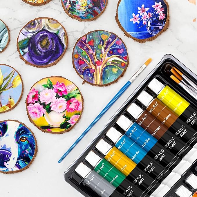 Aen Art Acrylic Paint Set for Pumpkin Painting, 16 Colors Painting Supplies for Canvas Wood Fabric Ceramic Crafts, Non Toxic&Rich Pigments for Beginners