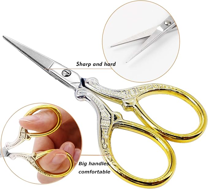 3.6 inch Embroidery Scissors with Leather Sheath for Sewing Art Needlework | Crochet Scissors Stainless Steel Classic Scissor with Leather Cover Crafting Scissor Shears Craft