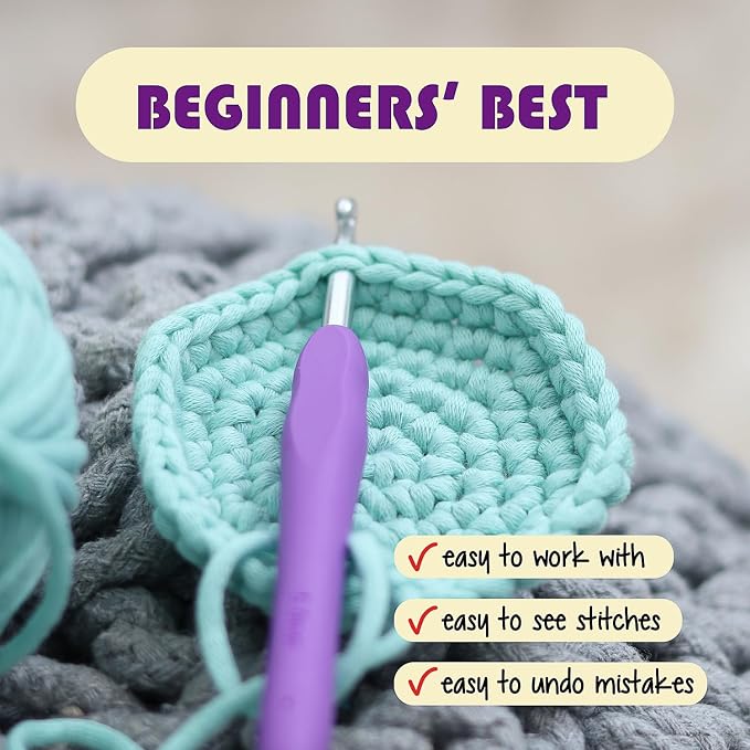 Soft Yarn for Crocheting – Crochet & Knitting Yarn, Beginner with Easy-to-See Stitches, 12 x 50g - 1200 Yards Amigurumi Yarns, Cotton-Nylon Blend Tshirt Yarns for Crocheting, Worsted Weight 4