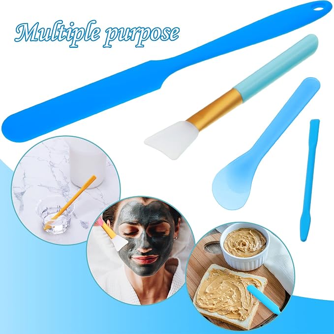 Patelai 12 Pcs Silicone Stir Sticks Kit, Silicone Epoxy Brushes, Stir Tool Sticks, Mixing Spoon, Scraper DIY Crafts Tools for Resin Epoxy Liquid Paint(Assorted Color)