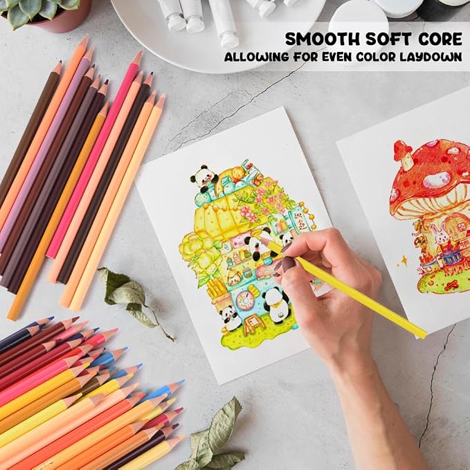 12Pcs Yellow Colored Pencils Set,Professional Drawing Pencils for Adults | Oil Based,No Duplicates,Pre-sharpened Wooden Sketch Pencil Art Supplies for Coloring Books