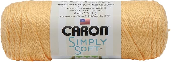 Caron Simply Soft Yarn for Crocheting & Knitting, Sunshine, 3-Pack | #4 Worsted Medium, Soft 100% Acrylic Yarn for Crochet, Knitting, Blankets and Crafts, 315 Yards, 170.1g/6oz per skein