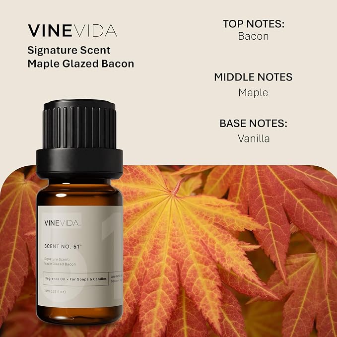 VINEVIDA [0.33oz] Maple Glazed Bacon Fragrance Oil for Candle Making and Soap Making - Premium Candle Scents for Soy Candles