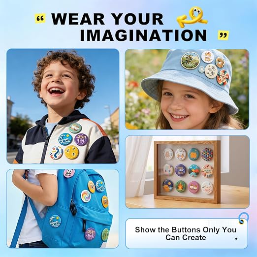 Button Maker Machine 3 Sizes, DIY Pin Maker Machine 1+1.25+2.25 inch, Interchangeable Button-Models Badge Button Press Machine with 300 Sets 25+32+58mm Button Maker Supplies&Circle Cutter 2026 Upgrade