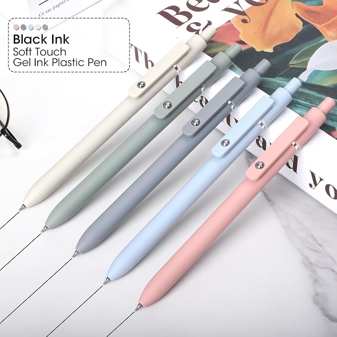 FIOVER Gel Pens 10pcs 0.5mm Quick Dry Black Ink Fine Point Pens
