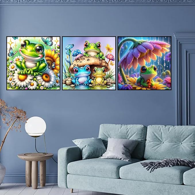 croshom Diamond Art Kits for Adults, 3 Packs Frog Diamond Art Painting Kits