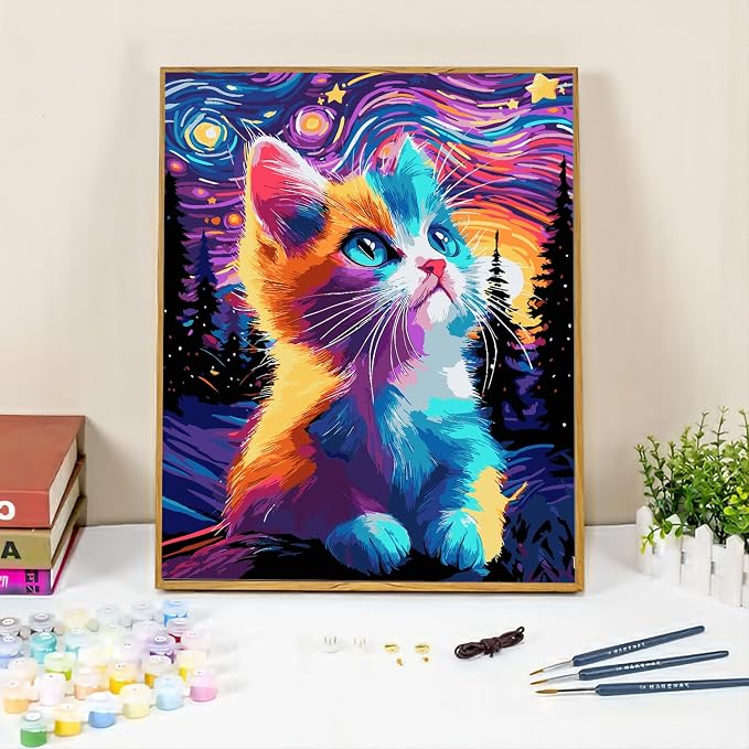 QUITEDEW Paint by Numbers Kit for Adults Cats,Wall Decoration16x20 lnch | Paint by Number Cat,Adult Paint by Numbers Kit Animals,Oil Painting on Canvas for Home Wall Decoration 16x20 lnch