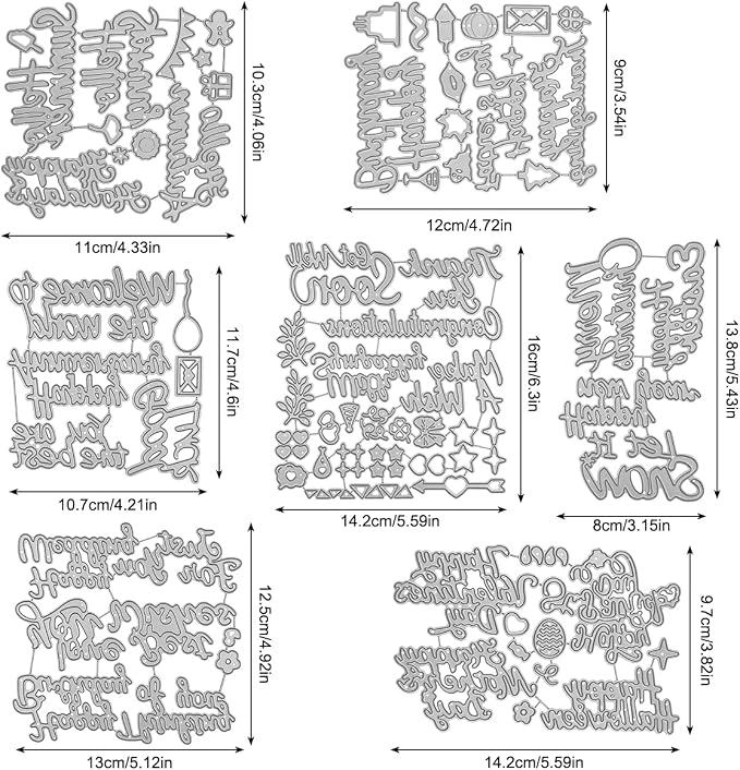 DaKuan 30 Pcs Holiday Blessings Steel Cutting Dies Set for Card Making - Christmas, Birthday, Thanksgiving, Easter, Valentine's, Good Luck, Thank You Craft Supplies