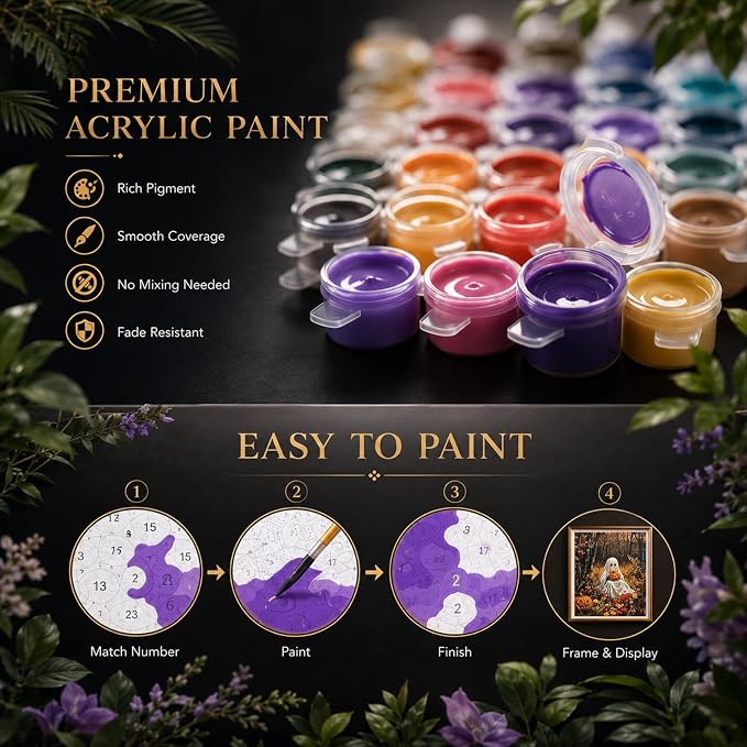 HITO Halloween Paint by Numbers Kit for Adults Ghost 16x20 Inch Frameless | Ghost Number Painting for Adults DIY Acrylic Oil Easy Painting by Numbers for Home Wall Decor