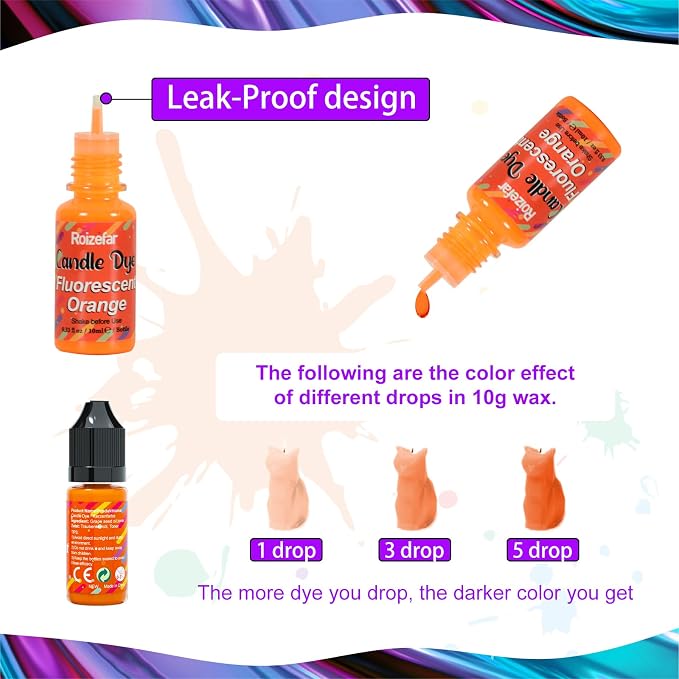 Roizefar Liquid Candle Dye - 28 Colors, 0.34 fl oz Each