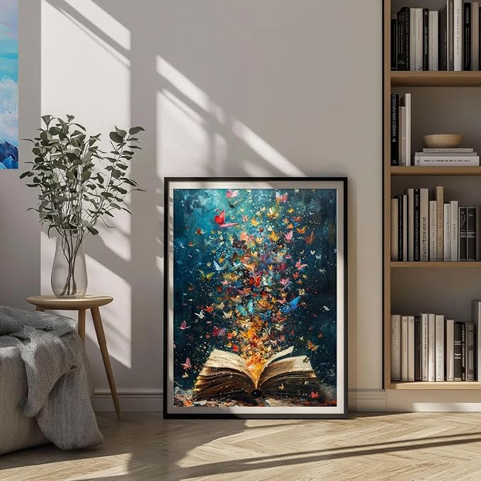 Butterflies Book Paint by Number Framed with Wooden Easel 12x16inch | Adult Paint by Numbers, Book Canvas Paint by Numbers for Adults, DIY Acrylic Adult Paint by Number Kits on Canvas