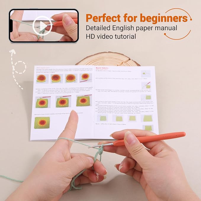 Fedmut Complete Crochet Starter Kit Phonebag Knitting Kit with Yarn, Hooks