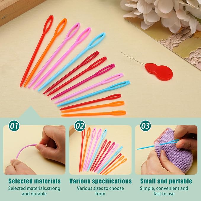 Bupete 40 Pcs Yarn Needles, Darning Needles Tapestry Needles for Yarn | Plastic Sewing Needles, Crochet Needles for Yarn, Plastic Large Eye Sewing Needles for Sewing Knitting Crochet