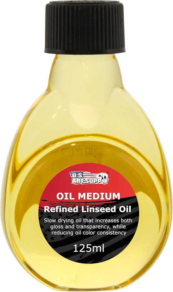 U.S. Art Supply Refined Linseed Oil, 125ml (4.2 oz) Fluid Medium