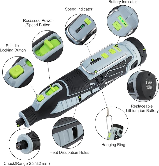 WORKPRO 12V Cordless Rotary Tool Kit for DIY Crafts