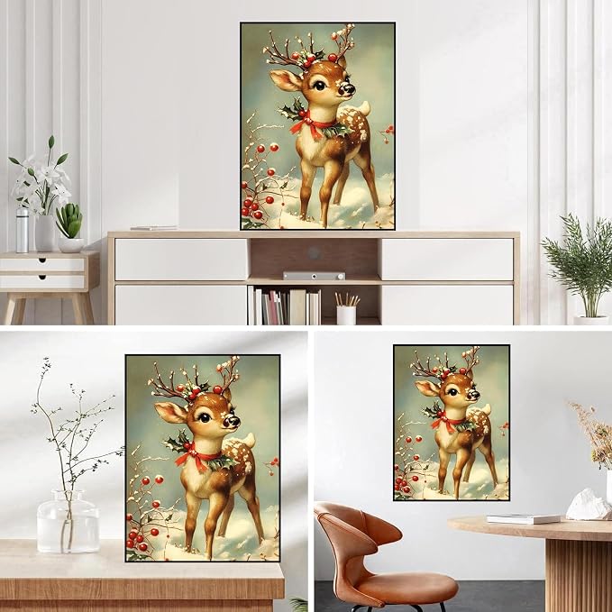 HHMATITS Christmas Deer Diamond Art Kits for Adults 12x16Inch