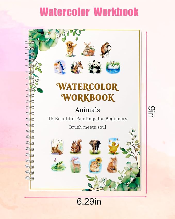 15 Beautiful Animal Watercolor Workbook for Adults Beginner