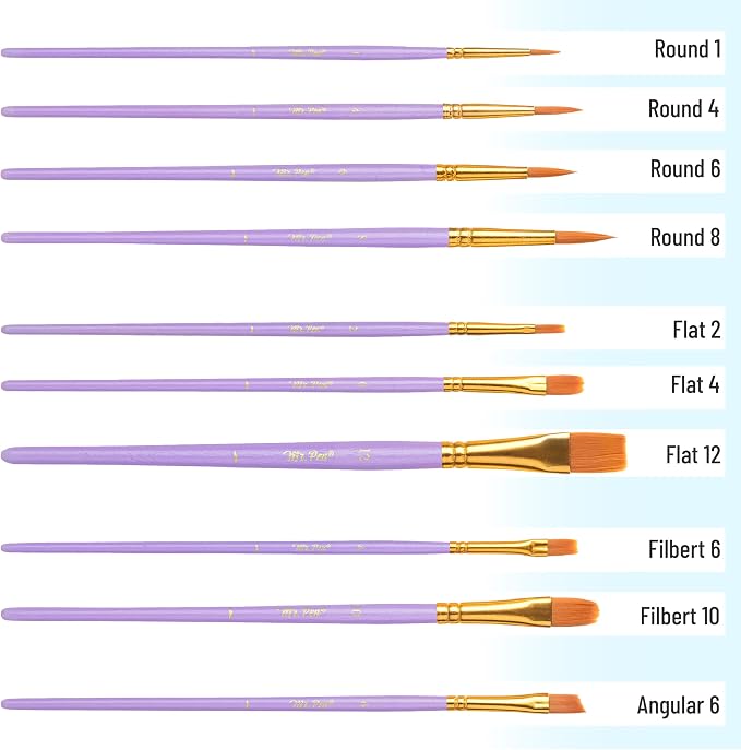 Mr. Pen- Acrylic Paint Brushes Set, 10 Pack, Round & Pointed Tip