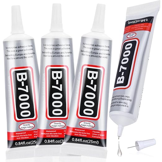 B-7000 Jewelry Glue Clear, 4 PCS 25ML Rhinestone Adhesive with Precision Tip for Paper Crafts, Card Making, Jewelry Stone, Metal, Nail Art, All Purpose