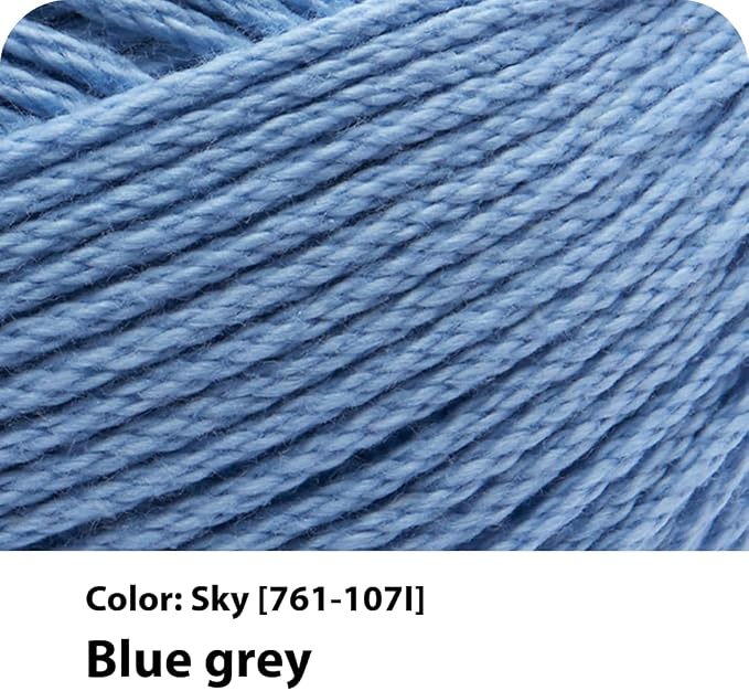 Lion Brand Yarn, 24/7 Cotton Yarn, Sky, Blue Grey, 3 Pack