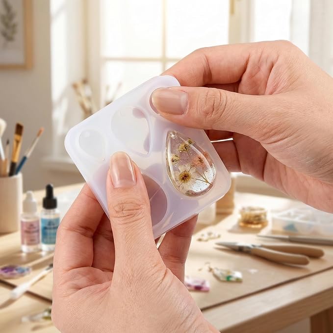 Earring Molds for Epoxy Resin,Resin Jewelry Molds | 10 Resin Molds Silicone for Epoxy & UV Resin, Pendants, Keychains,Necklaces,DIY Jewelry Casting
