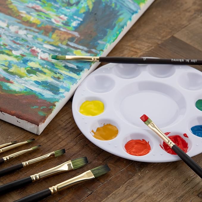Falling in Art 9 PCS Long Handle Flat Brushes Set