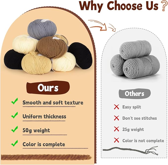 Katech 20 Skeins Cotton Yarn for Crocheting-Crochet Yarn Set-(Color D) | 55% Cotton 45% Acrylic#3 DK (Light)-Super Soft Milk Cotton Yarn-Great Crochet and Knitting Starter Kit for Colorful Craft