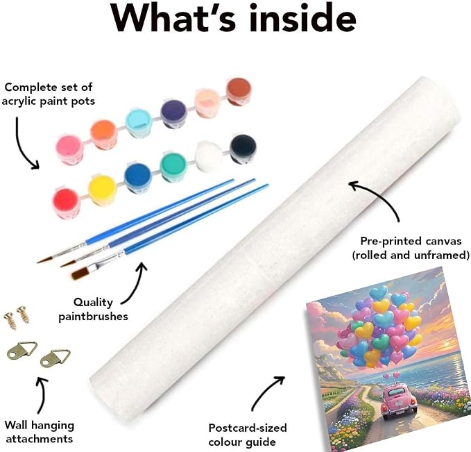 Clendo Balloon Paint by Numbers Kit for Adults, Car Paint by Number for Adults Beginner on Canvas, Ideal Gift Choice for Birthday and Festival, DIY Acrylic Paints for Wall Decor 16x20inch