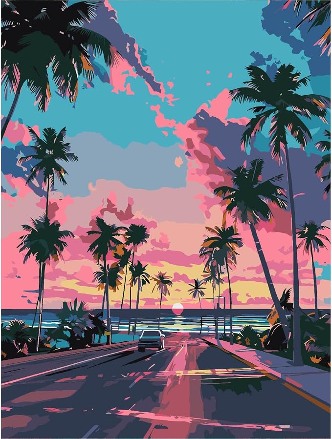 Paint by Numbers Kit for Adults,Sunset Scenery DIY Paint by Number 16x20 In | Paint by Number for Beginner,Adult Paint by Number,HD Color Canvas,DIY Tool Kits,Stress Relief Craft,Great Gift,Without Frame