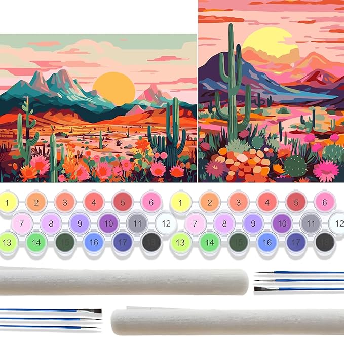 2 Pack National Park Paint by Numbers Kit for Adults Beginner,Landscape Paints by Numbers Kits for Adults On Canvas Wander Painting National Parks Paint by Number On Mountain 12x16 Inch(Without Frame)