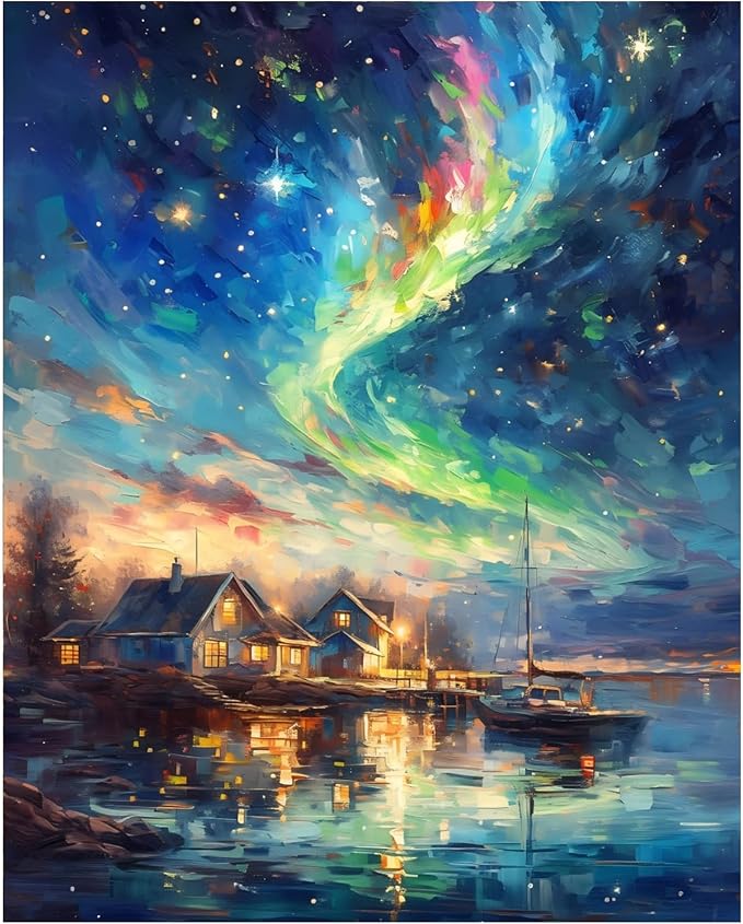 AUKELHJ Paint by Numbers Kit for Adults Beginner, Aurora, 16X20 Inch | Paint by Number for Adults, Beginner Friendly, High-Definition Color Canvas, Stress Relief, Home Decor, Gifts, Unframed